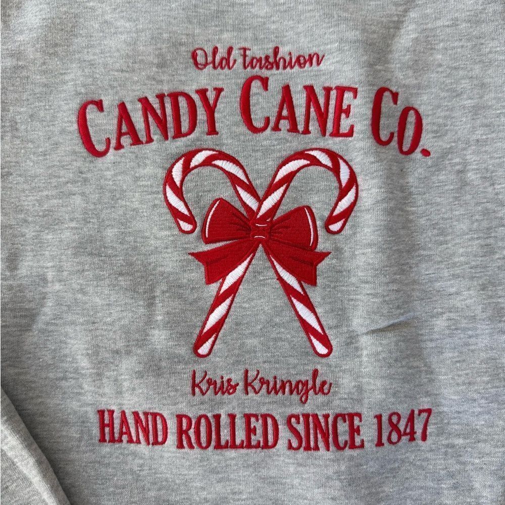 Candy Cane Kris Kringle Gray Sweatshirt